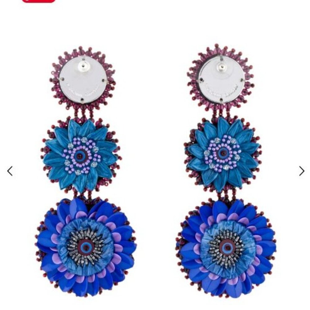 Mignonne Gavigan Molly Rhinestone Waterfall Earrings Blues Purples Neutrals - Picture 6 of 7